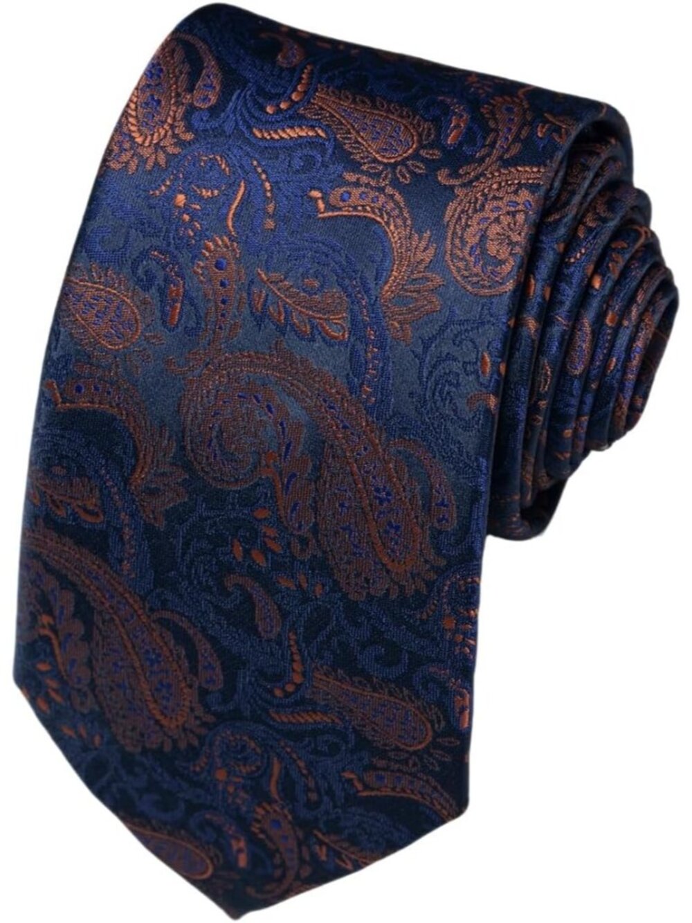 🆕Men's Navy Blue 100% Microfiber Paisley Slim Formal Necktie For Wedding Dress